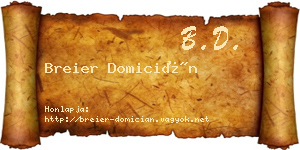 Breier Domicián névjegykártya